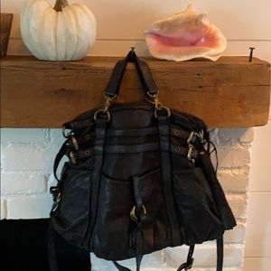 Black leather bag